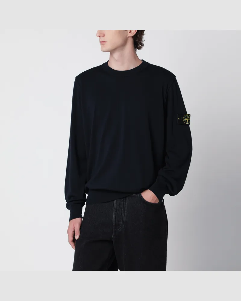 Stone Island Marineblauer Pullover aus Baumwolle Blue