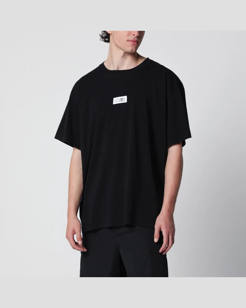Maison Margiela Schwarzes Baumwoll-T-Shirt mit Numeric-Logo Black