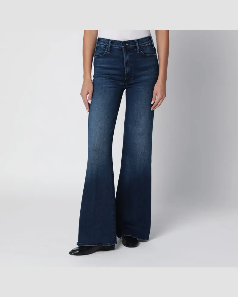 Mother The Hustler Roller Sneak Jeans aus dunkelblauem Denim Blue