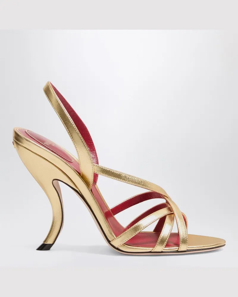 Valentino Garavani Fetishique Sandalen aus goldenem Leder Metallisch