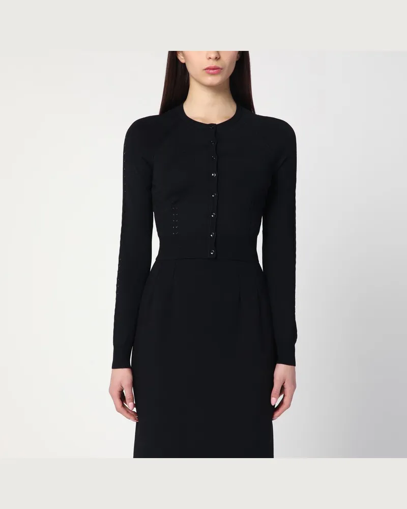 Dolce & Gabbana Schwarze Strickjacke mit Lochmuster-Details Schwarz