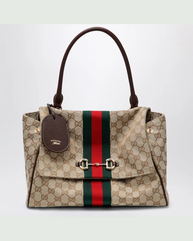 Gucci Handtasche Paparazzo medium aus GG-Canvas in Braun Beige