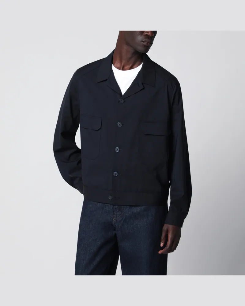 Biagio Santaniello Blaue Hemdjacke aus Wollmischung Blue