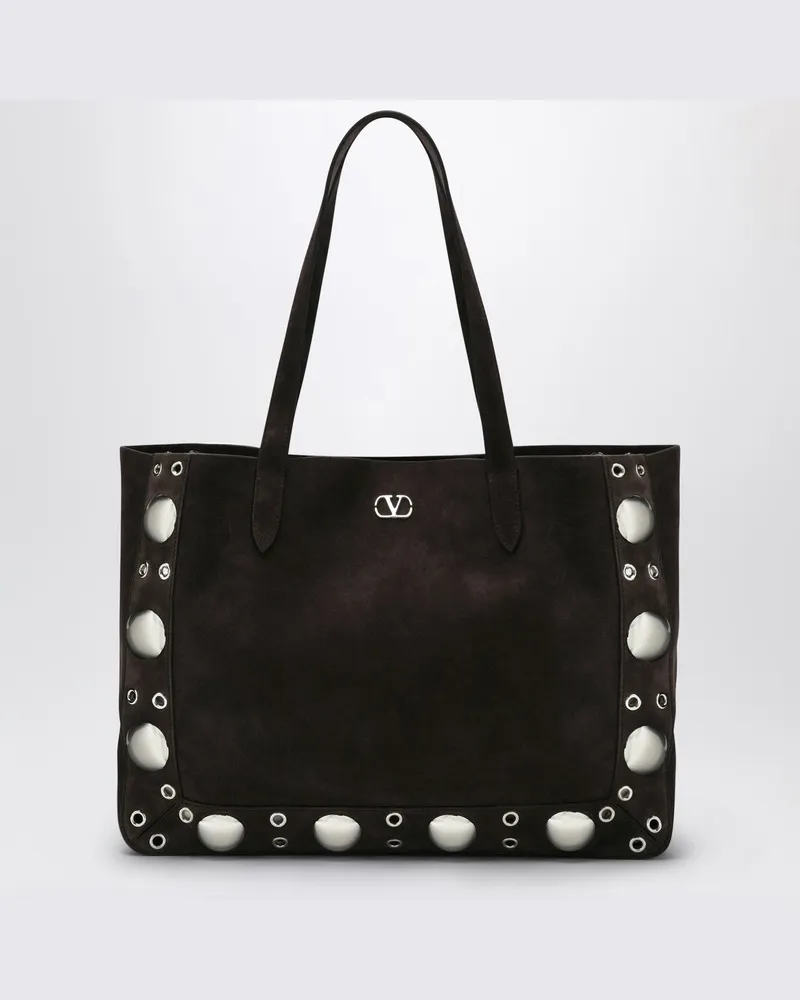 Valentino Garavani Mittlere Nellcôte Tote in braunem Wildleder Braun