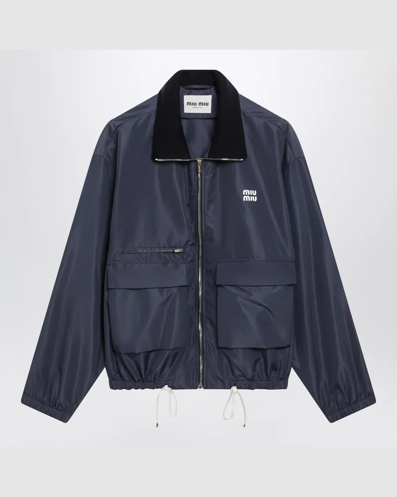 Miu Miu Leichter wasserabweisender Blouson aus Tela Tec in Blau Blue