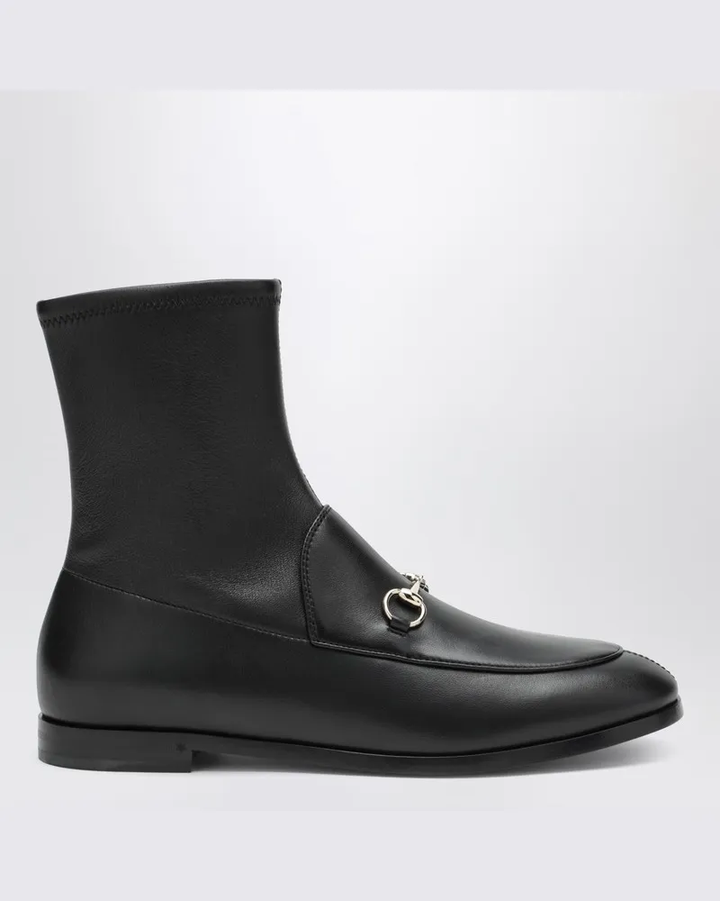 Gucci Schwarze Leder Jordaan Stiefeletten Schwarz