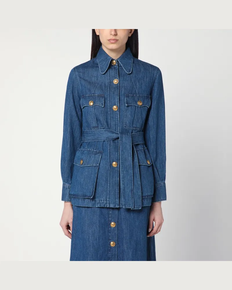 Valentino Garavani Blaue Overshirt-Jacke aus Denim Blau