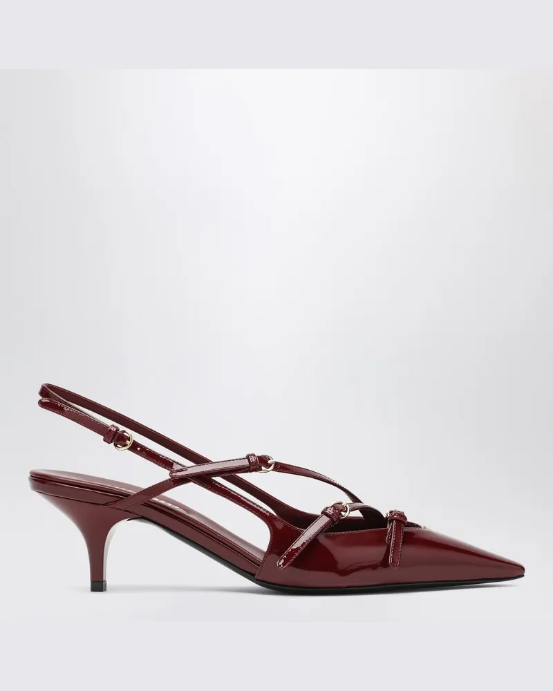 Miu Miu Slingback dunkelpurpur aus Lackleder mit Schnallen Rot