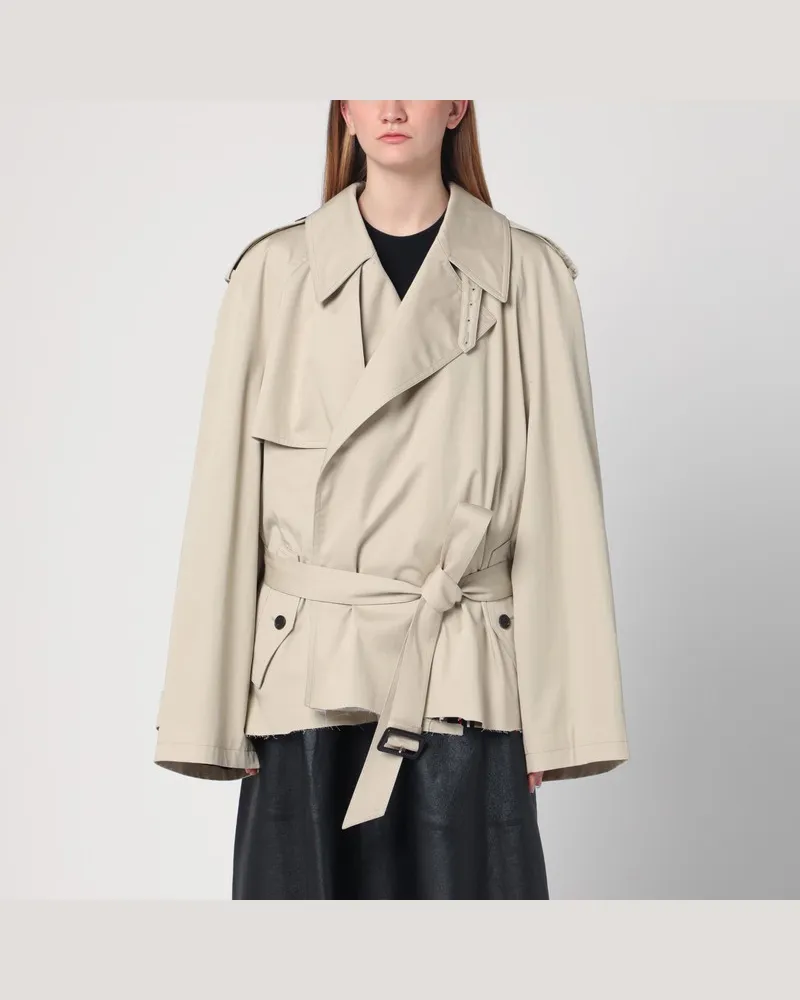 Balenciaga Beigefarbener Cropped Trenchcoat aus Baumwolltwill Beige
