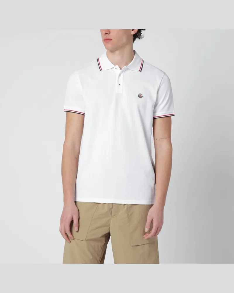 Moncler Weißes Kurzarm-Poloshirt Weiß