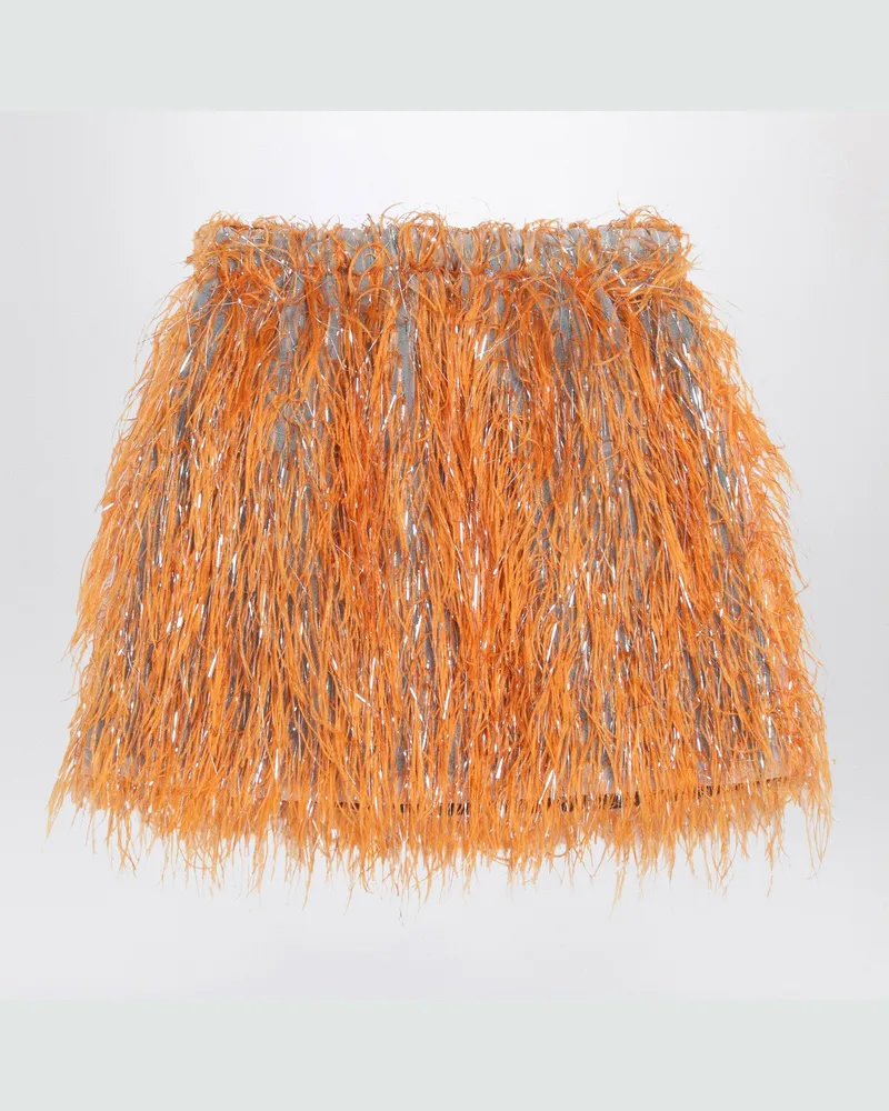 DOUUOD Orange Maracaibo-Rock mit Federn Multicolor