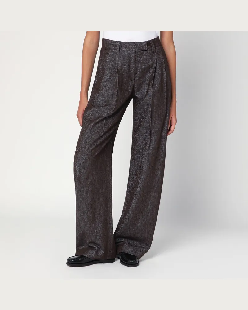 Brunello Cucinelli Weite braune Hose aus Baumwollmischung Braun