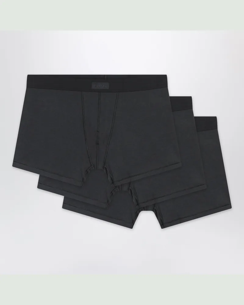 SKIMS 3er-Set schwarze Boxershorts aus Stretch-Baumwolle Black