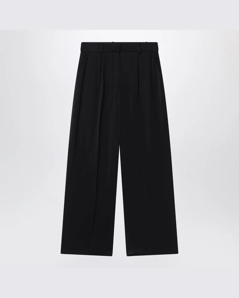 Totême Schwarze Palazzo-Hose mit Bundfalten Schwarz