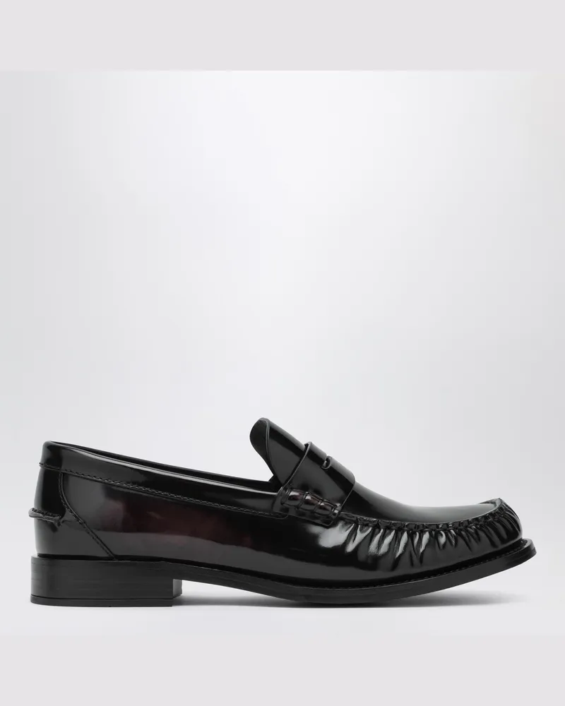 Prada Cordovanfarbene Loafer aus poliertem Leder Brown