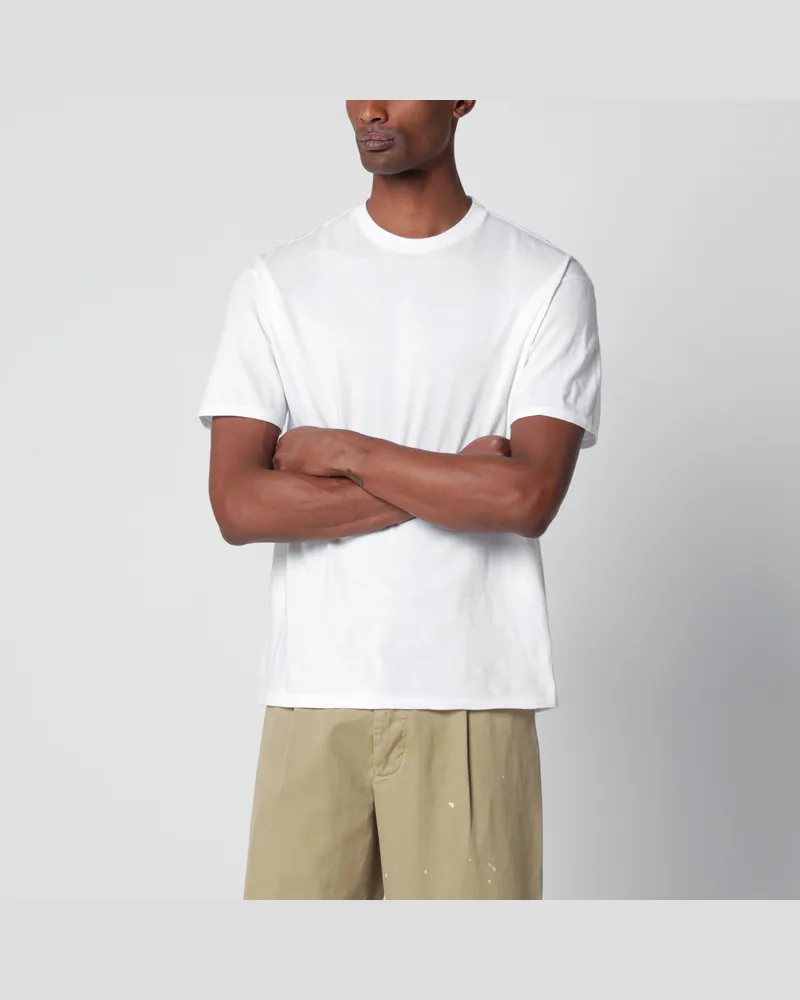 AURALEE Weißes Baumwoll-T-Shirt mit Rundhalsausschnitt White