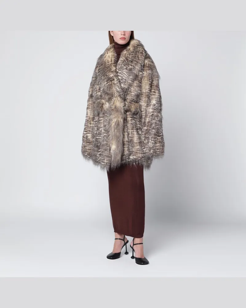 Entire Studios Juno Kunstfellmantel mit Gürtel Beige