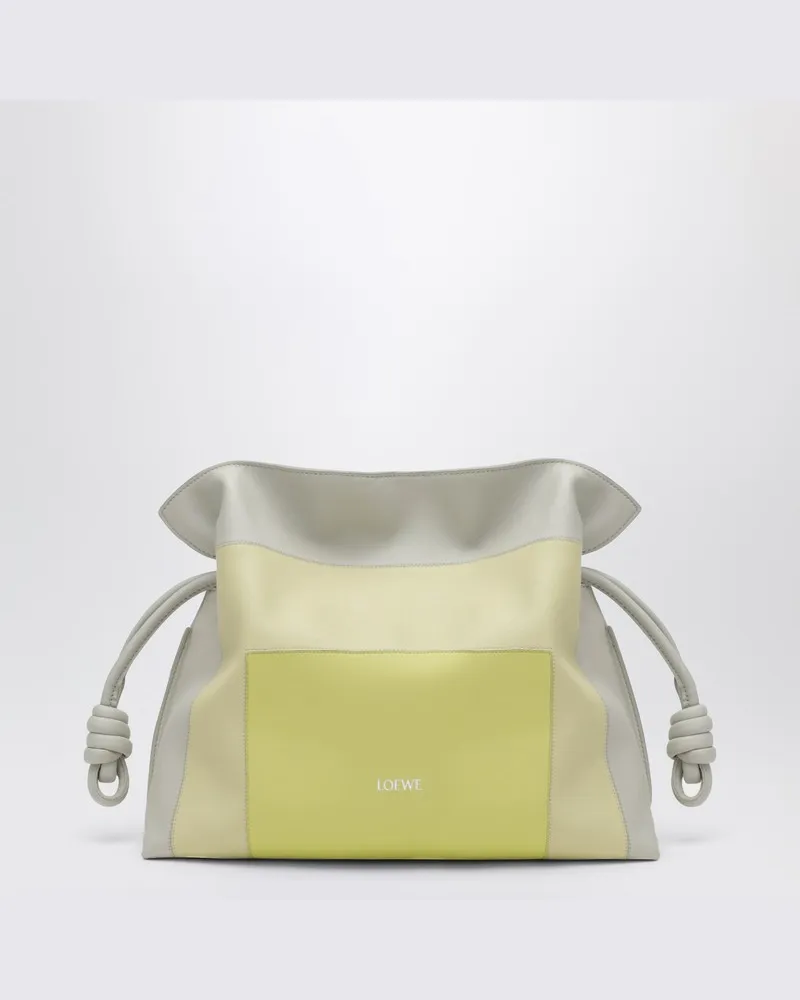 Loewe Mittlere Flamenco Clutch Tasche Pale Grey/Light Citrine Grau