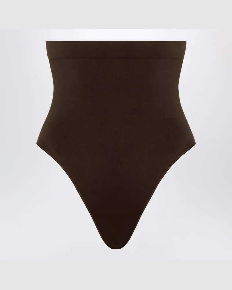 SKIMS Cocoabrauner Seamless Sculpt High-Waist-String Brown
