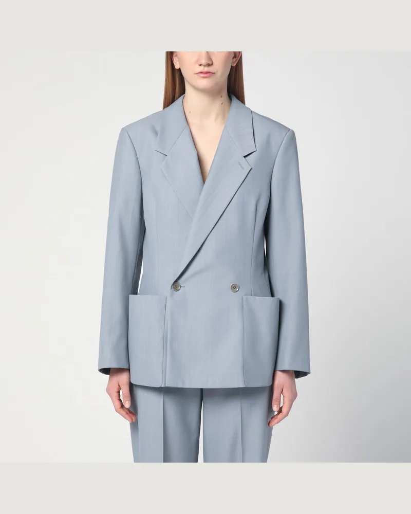 Christophe Lemaire Grau melierte zweireihige Jacke Blau