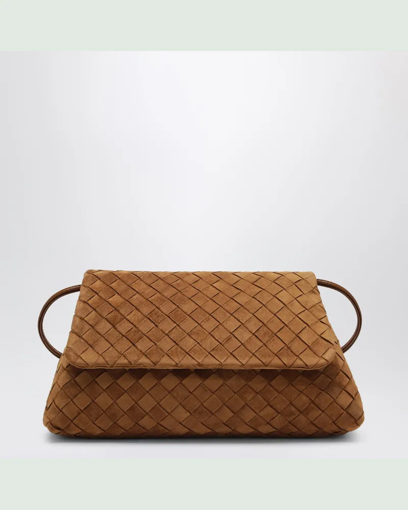 Bottega Veneta Giorno Tasche aus Amber Intrecciato-Veloursleder Brown