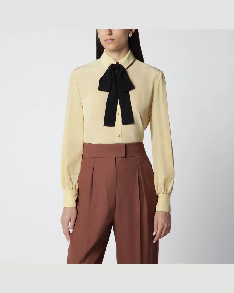 Valentino Garavani Hellbeige Seidenbluse mit Schleife Beige