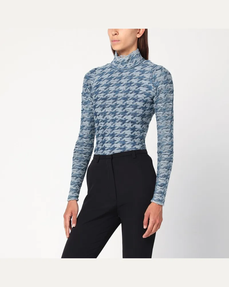 Diesel Blau/hellgrauer Rollkragenpullover mit Muster Blau