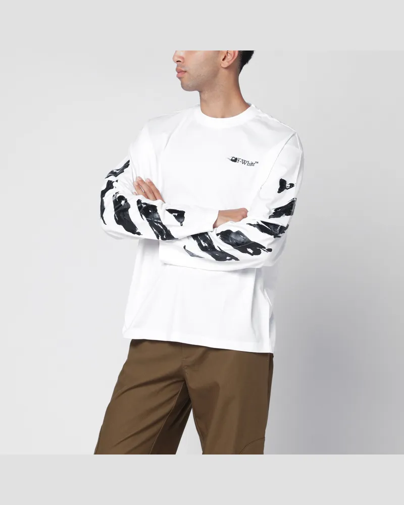 OFF-WHITE Weißes Langarm-T-Shirt mit Logo White