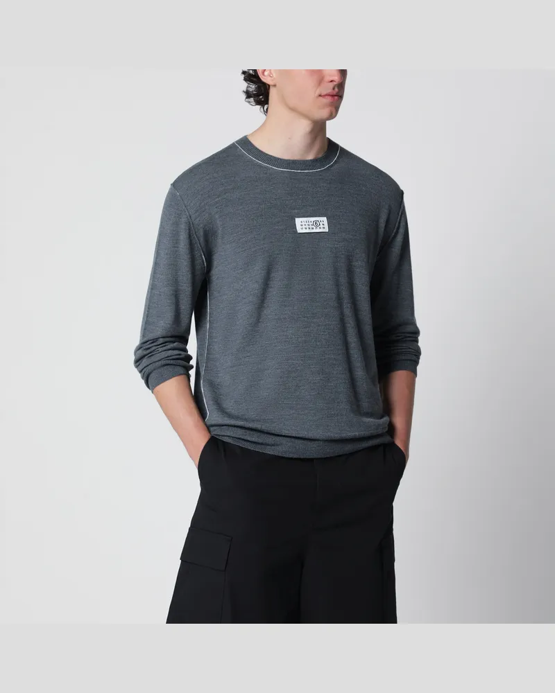 Maison Margiela Grauer Wollpullover mit Numeric-Logo Grey
