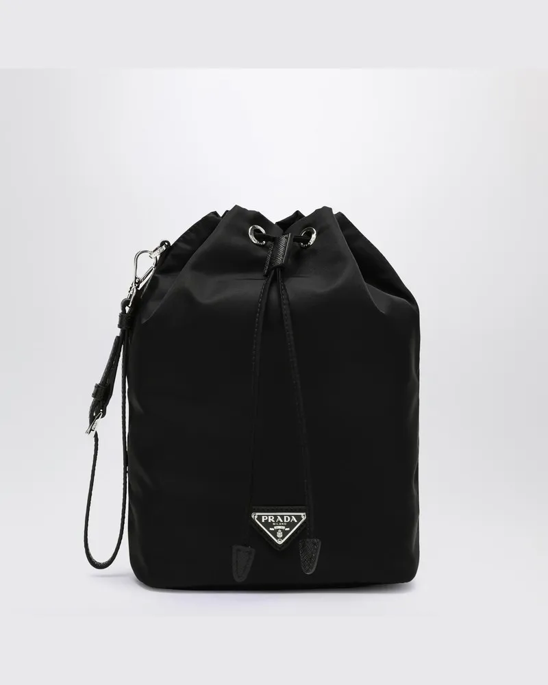 Prada Schwarze Bucket Bag aus Re-Nylon Schwarz