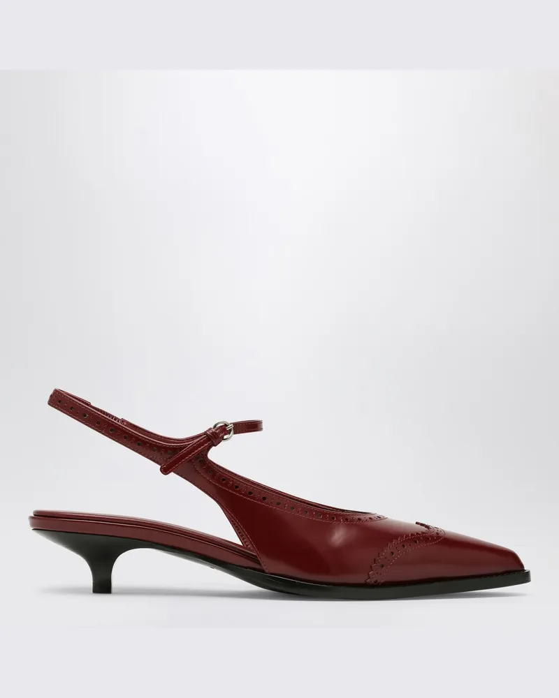 Miu Miu Burgunderfarbener Dekolleté-Schuh Brogue aus gebürstetem Leder Burgunderrot