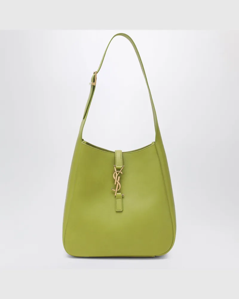 Saint Laurent Kleine limettenfarbene LE 5 À 7-Tasche aus genarbtem Leder Green
