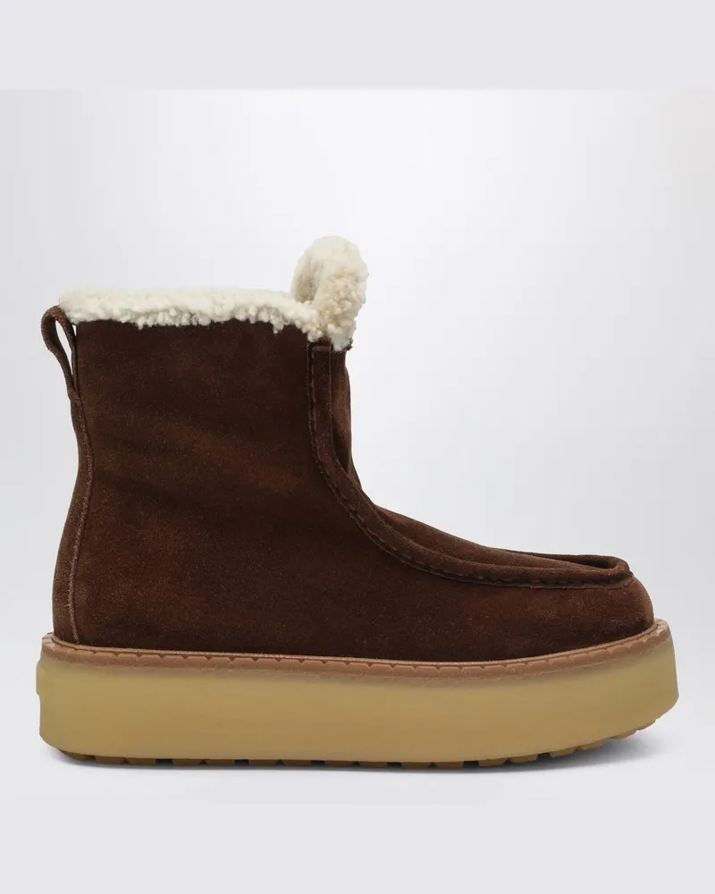 Prada Braune Stiefeletten aus Wildleder und Lammfell Braun