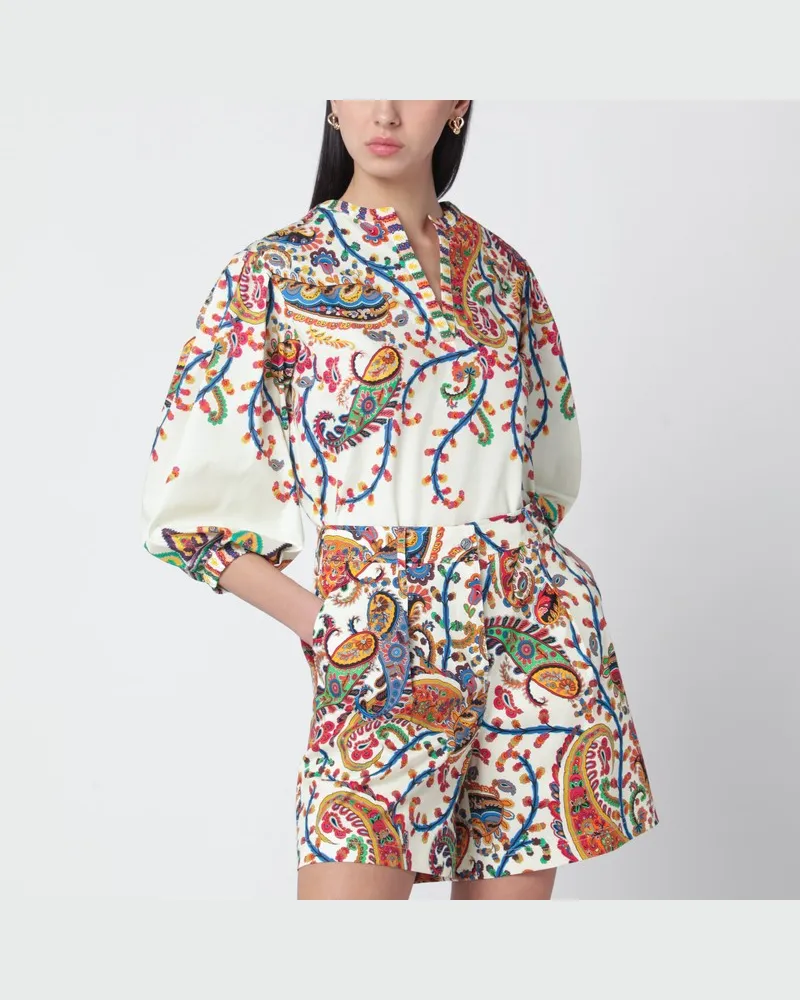Etro Weiße Bluse mit Paisley-Print Mehrfarbig