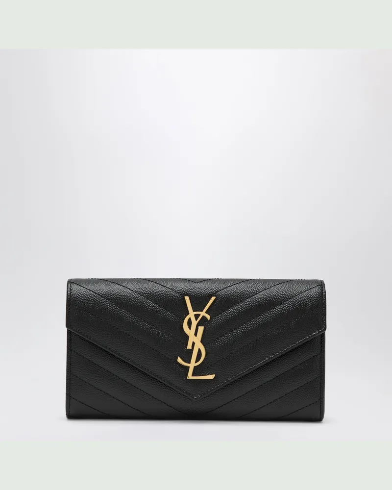 Saint Laurent Große Cassandre Matelassé Geldbörse in Schwarz Black