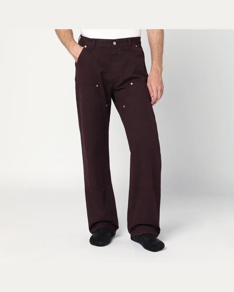 Maison Margiela Bordeauxfarbene Hose aus Baumwolle Burgunderrot
