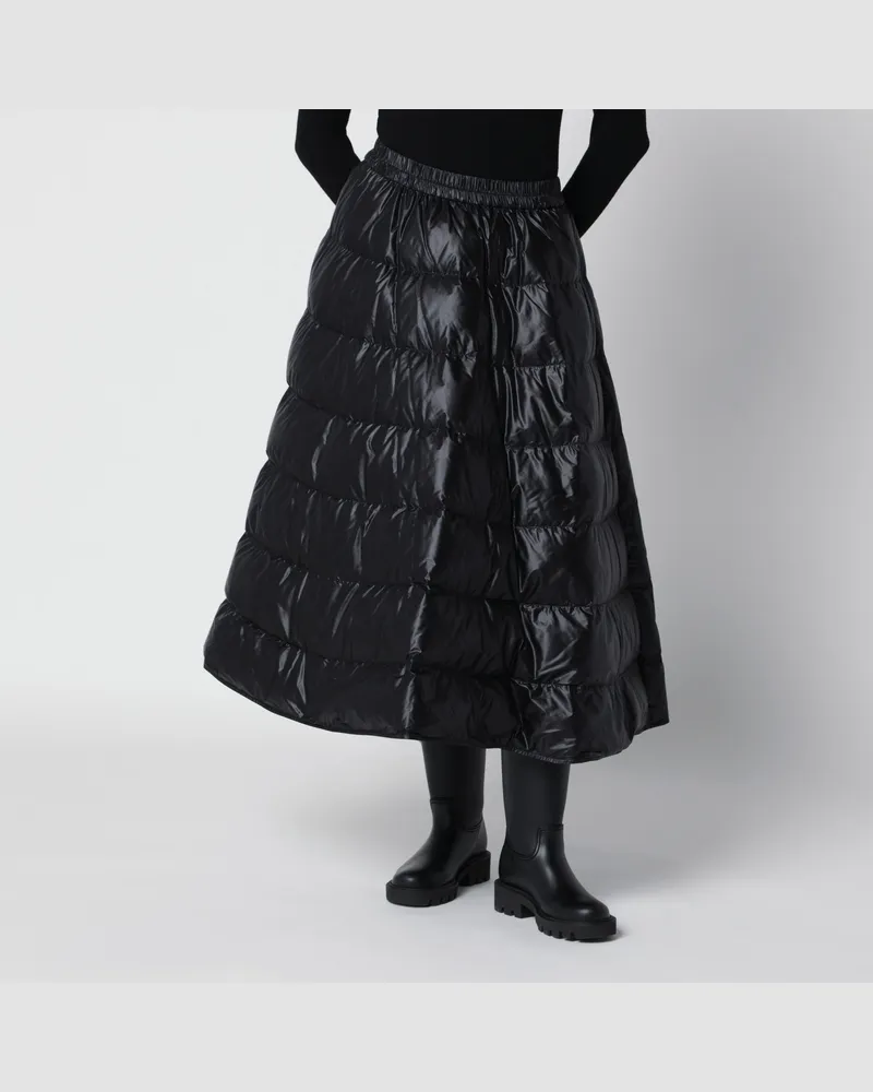 Moncler Schwarzer gesteppter wattierter Midirock Black