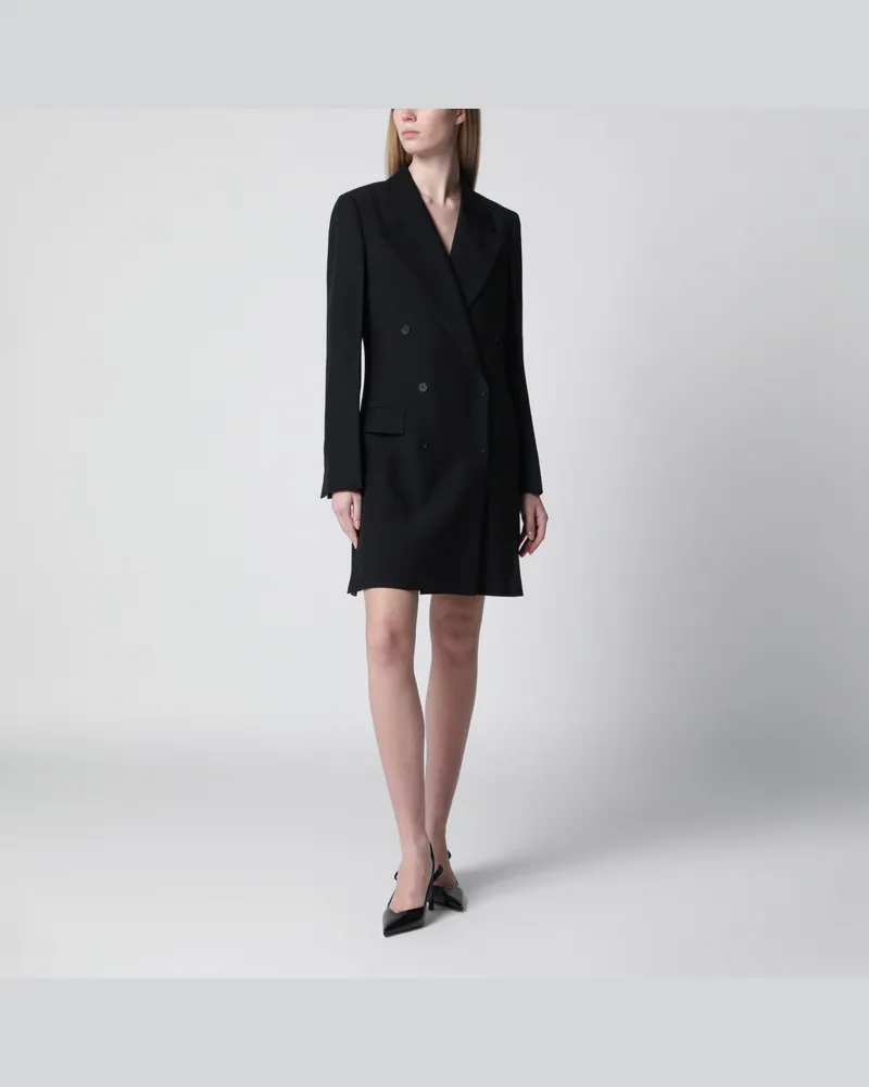 Ferragamo Schwarzer doppelreihiger Anzug aus Wollmischung Black