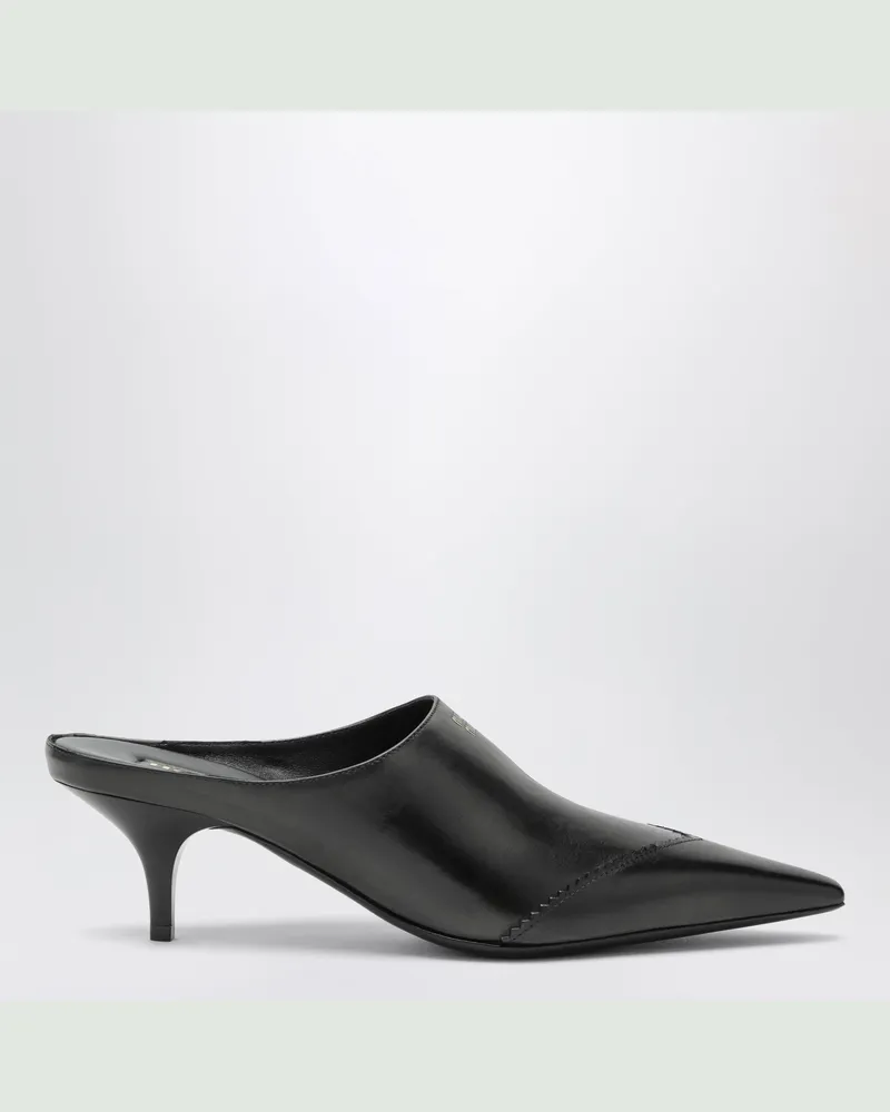 Miu Miu Schwarze Mules aus Leder mit Absatz Black