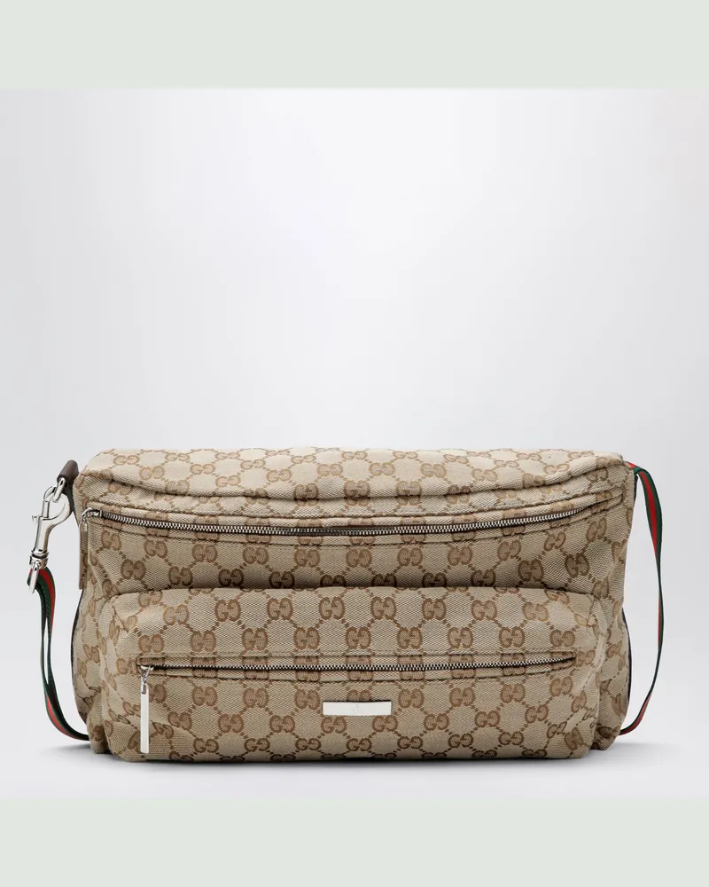 Gucci Umhängetasche Tag mittelgroß aus GG-Canvas sandbraun Beige
