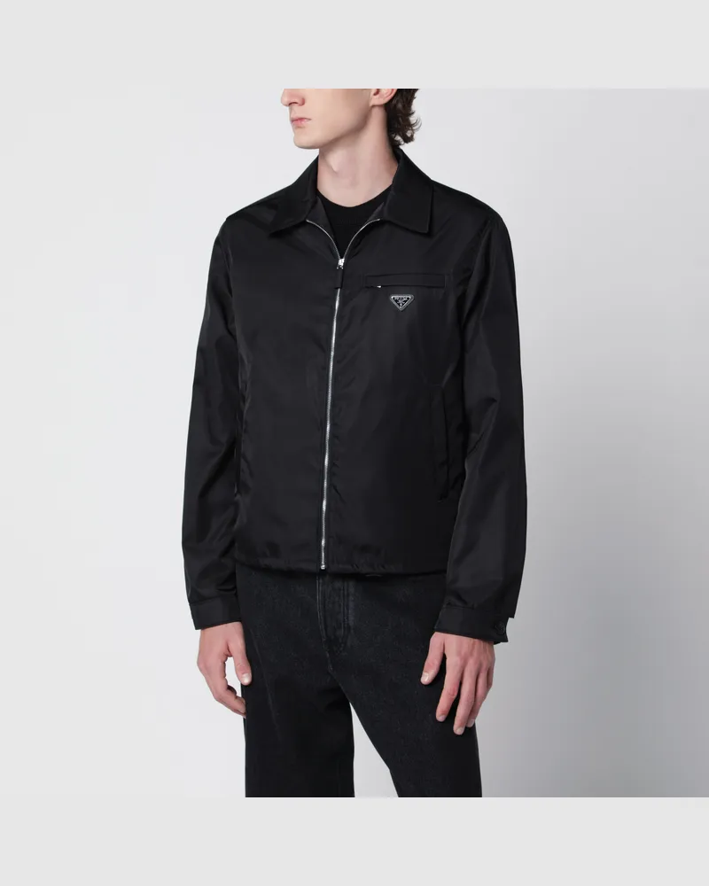 Prada Schwarze Jacke aus Re-Nylon mit Reißverschluss Black