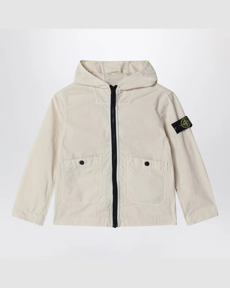 Stone Island Wasserabweisende Jacke mit Kapuze in Hellbeige White