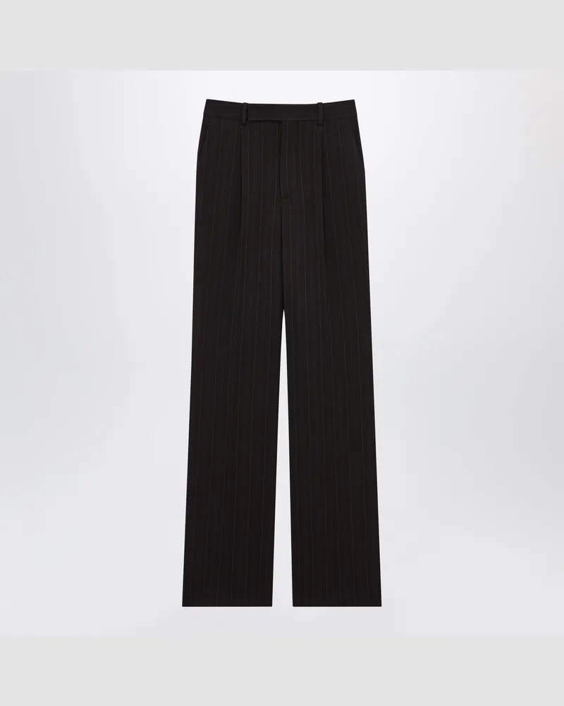 Saint Laurent Schwarze, nadelgestreifte Wollhose Black