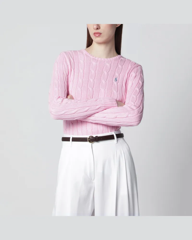 Ralph Lauren Rosa Zopfmusterpullover aus Baumwolle Pink