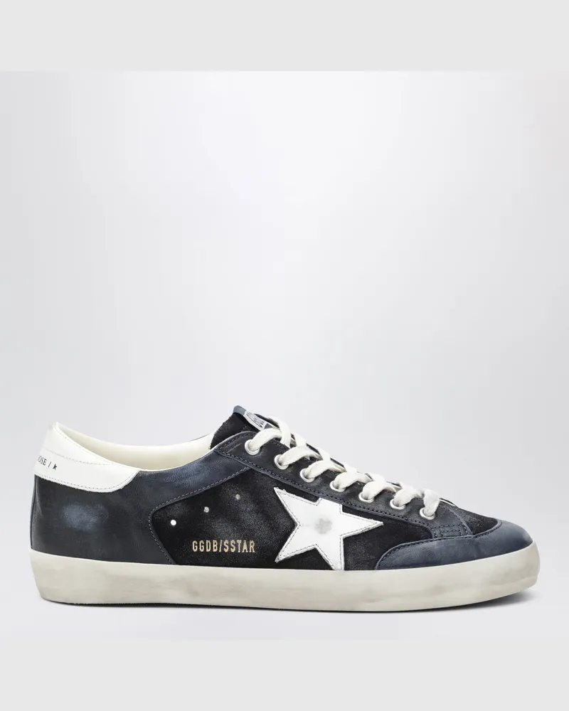 Golden Goose Super-Star Sneakers in Blau aus weißem Leder und Wildleder Blue