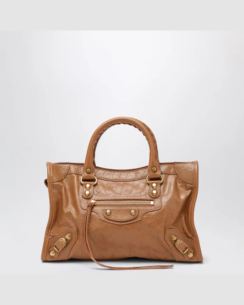 Balenciaga Kleine Le City Tasche in Beige/Antikgold Brown