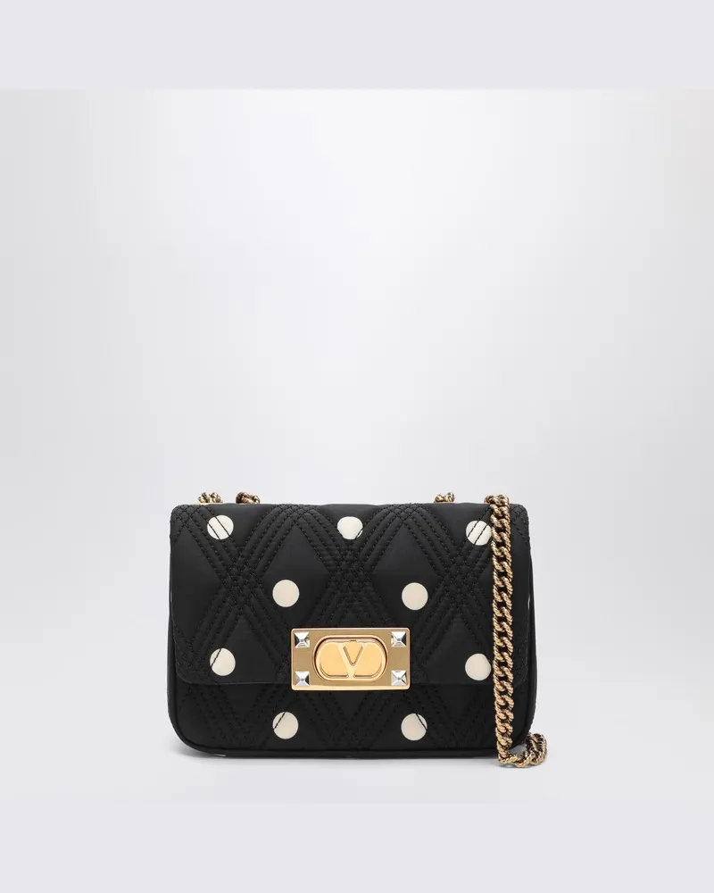 Valentino Garavani Schwarze Quiltie 67 Tasche mit elfenbeinfarbenen Punkten Schwarz