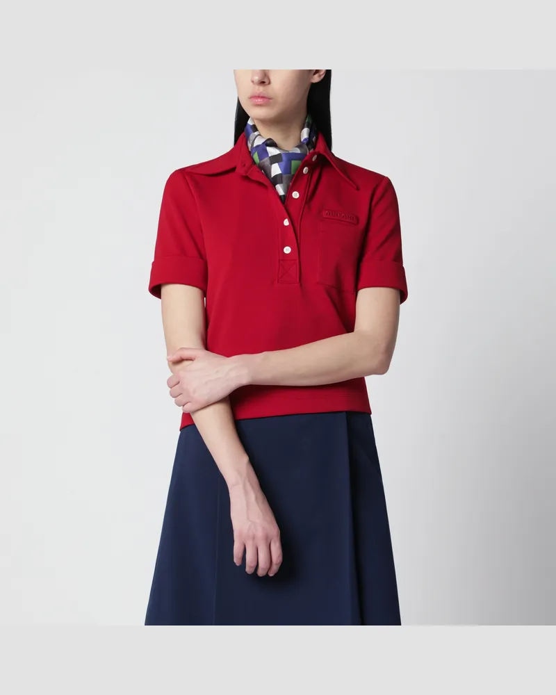 Miu Miu Rubinrotes Polo aus technischem Jersey Red