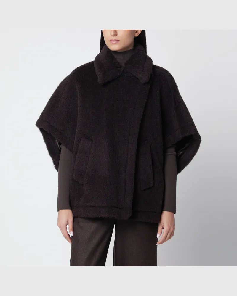 Max Mara Brown cape in alpaca and wool Teddy fabric Brown
