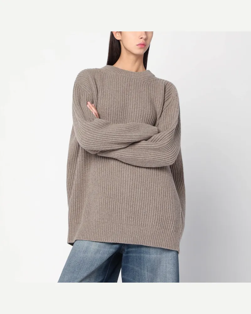Maison Margiela Übergroßer beige gerippter Pullover Beige